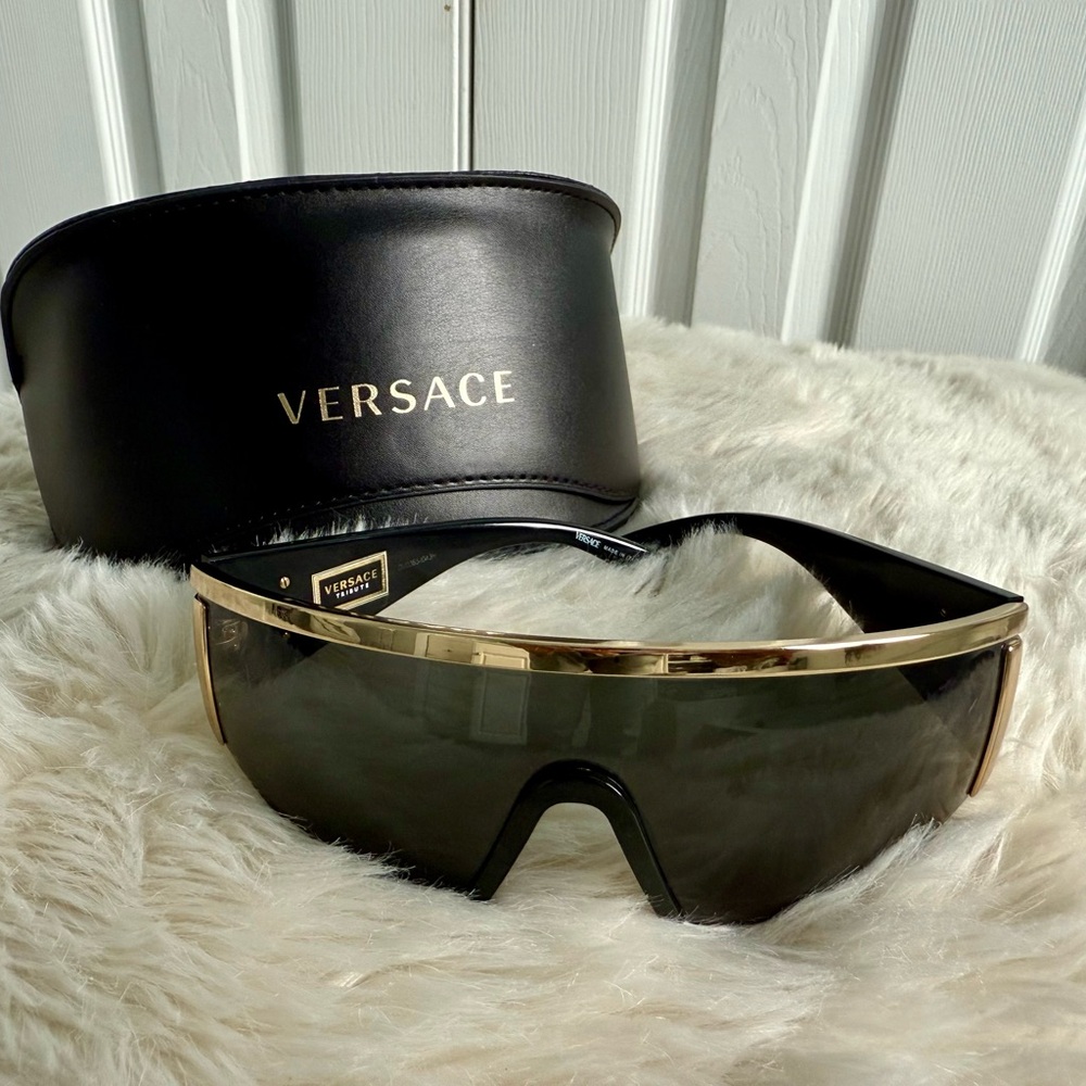 Versace Black Sunglasses with Gold Details